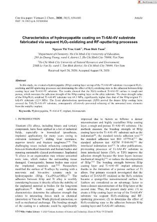 Characteristics of hydroxyapatite coating on Ti-6Al-4V substrate fabricated via sequent H2O2-oxidizing and RF-sputtering processes