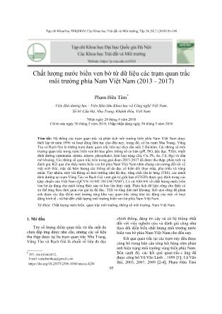 Chất lượng nước biển ven bờ từ dữ liệu các trạm quan trắc môi trường phía Nam Việt Nam (2013-2017)