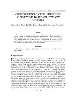 Constructing digital signature algorithms based on new key schemes