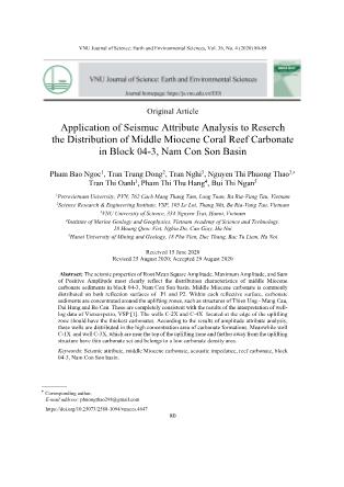 Đặc điểm phân bố trầm tích cacbonat ám tiêu Miocen giữa, Lô 04-3, bể Nam Côn Sơn trên cơ sở phân tích thuộc tính địa chấn