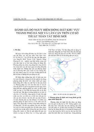 Đánh giá độ nguy hiểm động đất khu vực thành phố Hà Nội và lân cận trên cơ sở thuật toán tất định mới