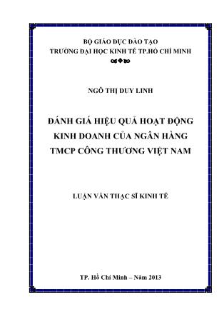 Đánh giá hiệu quả hoạt động kinh doanh của ngân hàng TMCP công thương Việt Nam
