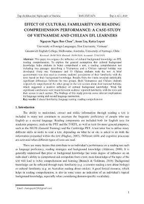 Effect of cultural familiarity on reading comprehension performance: a case­study of vietnamese and chilean efl learners