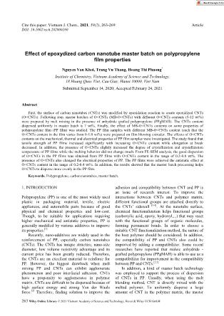 Effect of epoxydized carbon nanotube master batch on polypropylene film properties