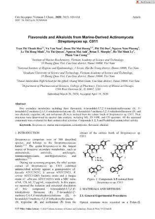 Flavonoids and Alkaloids from Marine-Derived Actinomycete Streptomyces sp. C011