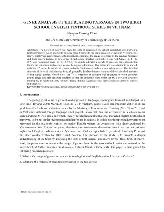 Genre analysis of the reading passages in two high school english textbook series in Vietnam