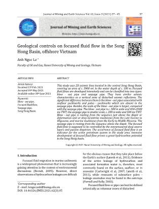 Geological controls on focused fluid flow in the Song Hong Basin, offshore Vietnam