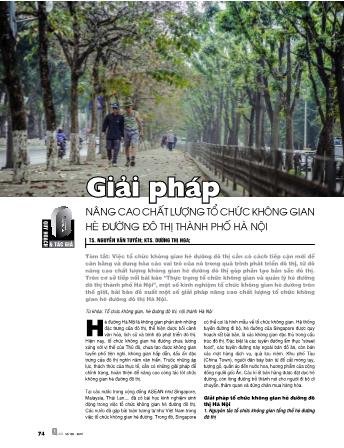 Giải pháp nâng cao chất lượng tổ chức không gian hè đường đô thị thành phố Hà Nội