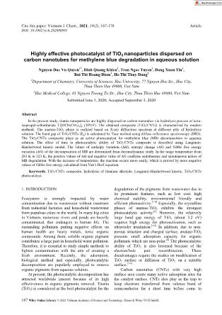 Highly effective photocatalyst of TiO2 nanoparticles dispersed on carbon nanotubes for methylene blue degradation in aqueous solution
