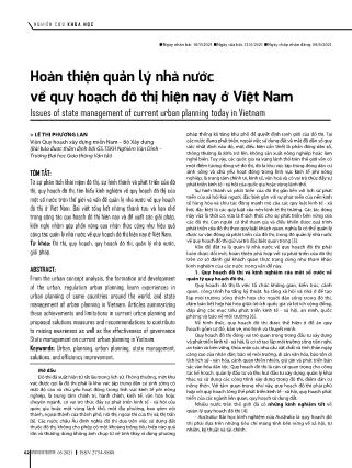 Hoàn thiện quản lý nhà nước về quy hoạch đô thị hiện nay ở Việt Nam