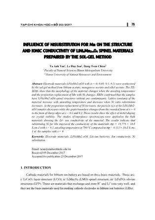 Influence of nisubstitution for Mn on the structure and ionic conductivity of LiNixMn2-xO4 spinel materials prepaired by the sol-gel method