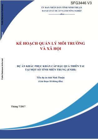 Kế hoạch quản lý môi trường và xã hội - Dự án khắc phục khẩn cấp hậu quả tai tại một số tỉnh miền Trung - Tiểu dự án Ninh Thuận