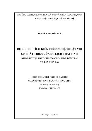 Khóa luận Du lịch di tích kiến trúc nghệ thuật với sự phát triển của du lịch Thái Bình