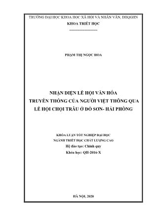 Khóa luận Nhận diện lễ hội văn hóa truyền thống của người Việt thông qua lễ hội chọi trâu ở Đồ Sơn-Hải Phõng
