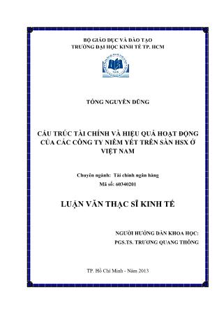 Luận văn Cấu trúc tài chính và hiệu quả hoạt động của các công ty niêm yết trên sàn HSX ở Việt Nam
