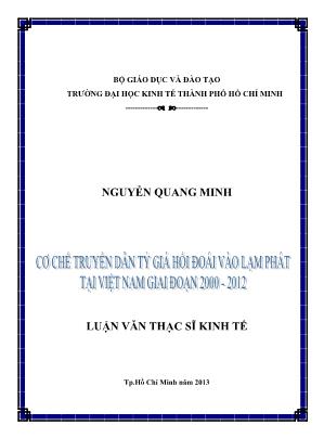 Luận văn Cơ chế truyền dẫn tỷ giá hối doái vào lạm phát tại Việt Nam giai đoạn 2000 - 2012