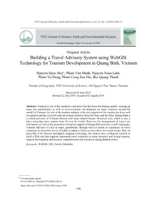 Nghiên cứu xây dựng ứng dụng WebGIS hỗ trợ tư vấn lịch trình tự động phục vụ phát triển du lịch tỉnh Quảng Bình, Việt Nam