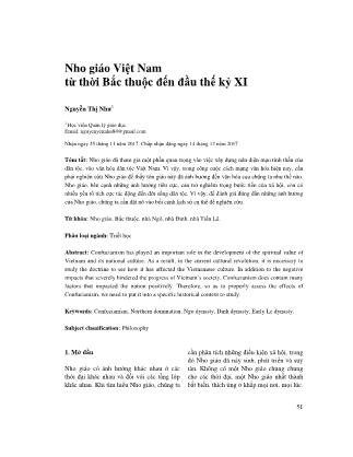 Nho giáo Việt Nam từ thời Bắc thuộc đến đầu thế kỷ XI
