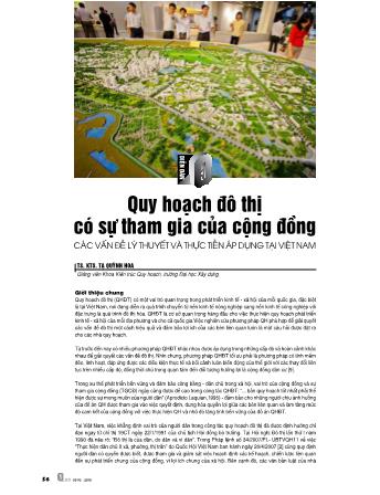 Quy hoạch đô thị có sự tham gia của cộng đồng các vấn đề lý thuyết và thực tiễn áp dụng tại Việt Nam