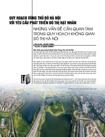 Quy hoạch vùng thủ đô Hà Nội với yêu cầu phát triển đô thị hạt nhân. Những vấn đề cần quan tâm trong quy hoạch không gian đô thị Hà Nội