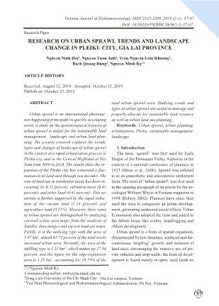 Research on urban sprawl trends and landscape change in Pleiku city, Gia Lai province