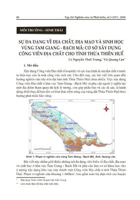 Sự đa dạng về địa chất, địa mạo và sinh học vùng Tam Giang - Bạch mã: cơ sở xây dựng công viên địa chất cho tỉnh Thừa Thiên Huế