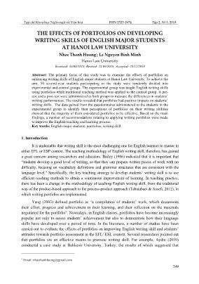 The effects of portfolios on developing writing skills of english major students at Hanoi law university