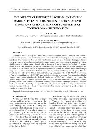 The impacts of rhetorical schema on English majors’ listening comprehension in academic situations at ho chi minh city university of technology and education