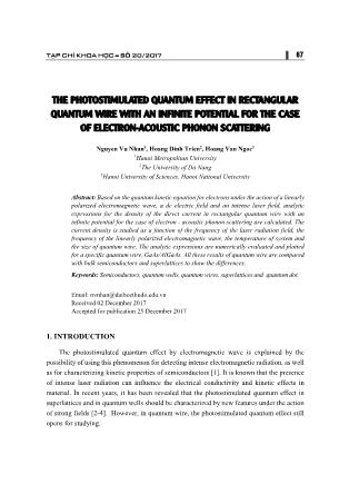 The photostimulated quantum effect in rectangular quantum wire with an infinite potential for the case of electron-acoustic phonon scattering