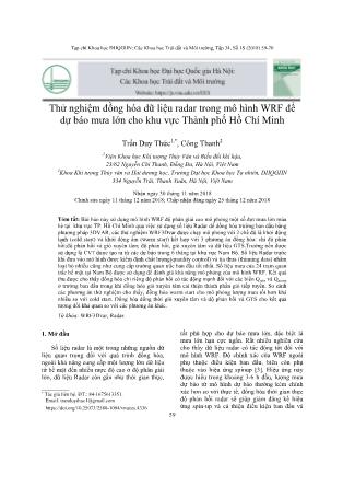 Thử nghiệm đồng hóa dữ liệu radar trong mô hình WRF để dự báo mưa lớn cho khu vực Thành phố Hồ Chí Minh