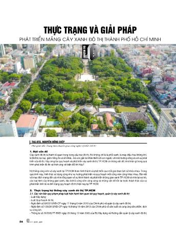 Thực trạng và giải pháp phát triển mang cây xanh đô thị thành phố Hồ Chí Minh