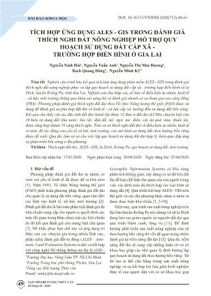 Tích hợp ứng dụng ALES - GIS trong đánh giá thích nghi đất nông nghiệp hỗ trợ quy hoạch sử dụng đất cấp xã - trường hợp điển hình ở Gia Lai