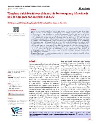 Tổng hợp và khảo sát hoạt tính xúc tác Fenton quang hóa của vật liệu tổ hợp giữa nanocellulose và CuO