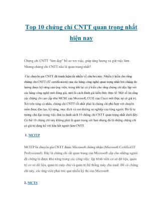 Top 10 chứng chỉ CNTT quan trọng nhất hiện nay