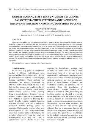 Understanding first year university students’ passivity via their attitudes and language behaviors towards answering questions in class
