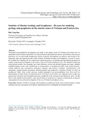 Viện Địa chất và Địa vật lý biển với 30 năm nghiên cứu địa chất và địa vật lý trên vùng biển Việt Nam và Biển Đông