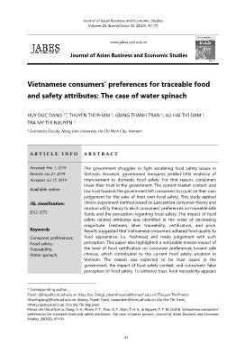 Vietnamese consumers’ preferences for traceable food and safety attributes: The case of water spinach