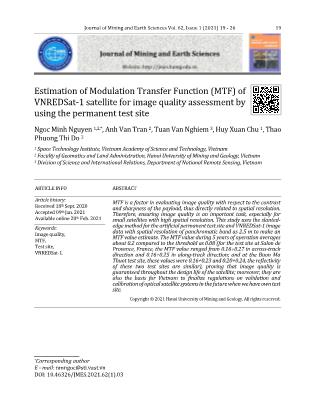 Xác định giá trị hàm truyền điều biến (MTF) phục vụ đánh giá chất lượng ảnh vệ tinh VNREDSat-1, sử dụng bãi thử cố định