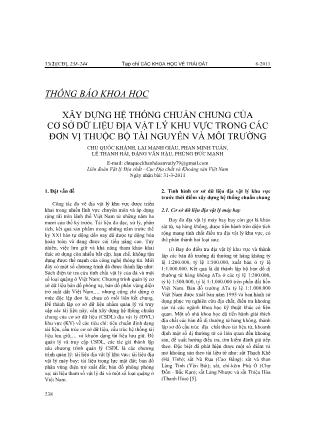 Xây dựng hệ thống chuẩn chung của cơ sở dữ liệu địa vật lý khu vực trong các đơn vị thuộc bộ tài nguyên và môi trường