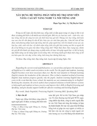 Xây dụng hệ thống phần mềm hỗ trợ sinh viên nâng cao kỹ năng nghe và nói Tiếng Anh