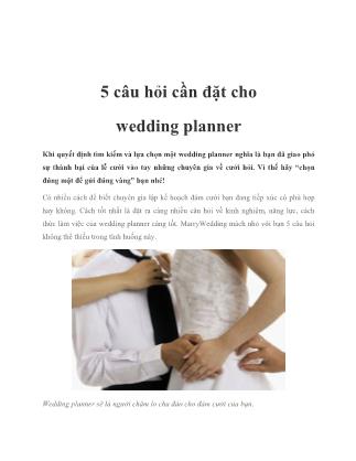 5 câu hỏi cần đặt cho wedding planner