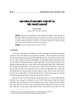 Bàn thêm và khái niệm luận đề và tiếu thuyết luận đề