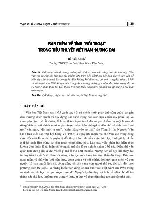 Bàn thêm về tính đối thoại trong tiểu thuyết Việt Nam đương đại