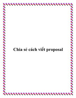 Chia sẻ cách viết proposal