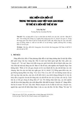 Đặc điểm của điển cố trong thơ bang giao Việt Nam giai đoạn từ thế kỉ X đến hết thế kỉ XIV