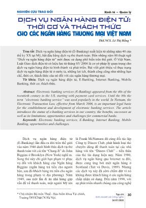 Dịch vụ ngân hàng điện tử: thời cơ và thách thức cho các ngân hàng thương mại Việt Nam
