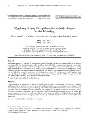 Động lượng từ trong Hán ngữ hiện đại và tri nhận chủ quan của chủ thể sử dụng