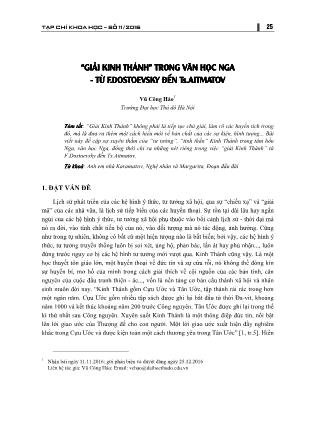 Giải Kinh Thánh trong văn học Nga từ F. dostoevsky đến Ts. Aitmatov