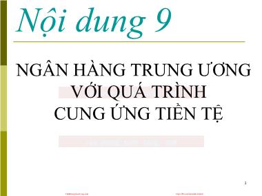 Hệ thống tài chính - Ngân hàng trung ương với quá trình cung ứng tiền tệ