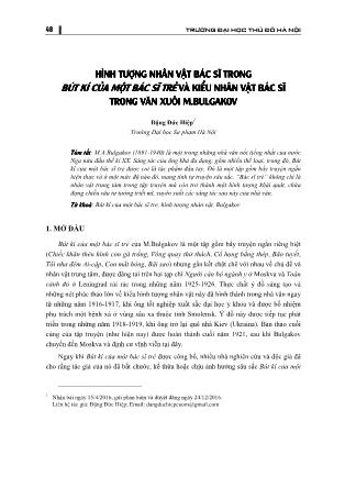 Hinh tượng nhân vật bác sĩ trong bút kí của một bác sĩ trẻ và kiểu nhân vật bác sĩ trong văn xuôi M. Bulgakov